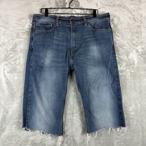 Levi's 505 Jeans Shorts Men's 38 Denim Blue Regular Fit Straight Leg CUT OFF
